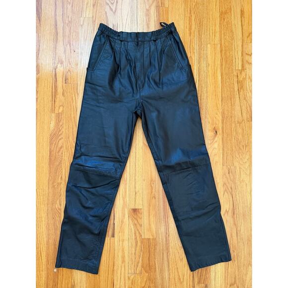 Diversity vintage leather pant size 8 Black Pleated 100% genuine leather pants - Picture 2 of 12